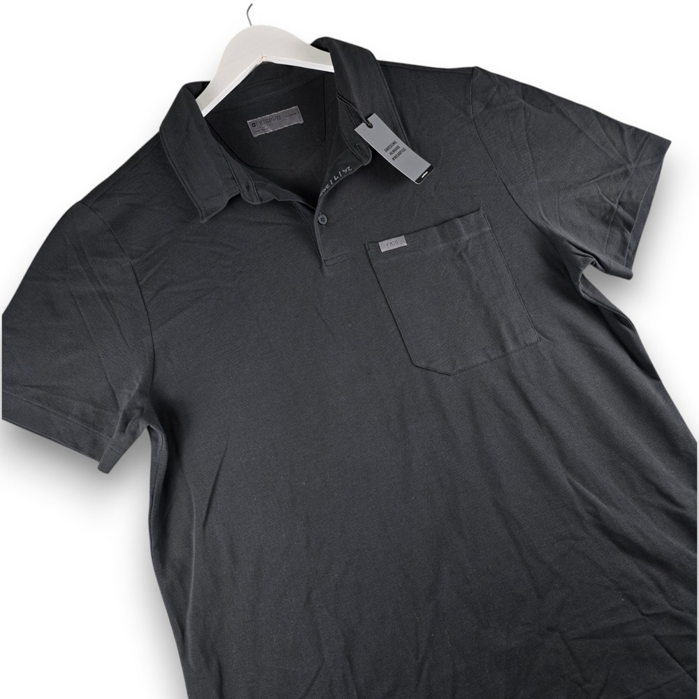 FIGS FIGS PRO Mens XL Black Technical Pique Scrub Polo Shirt M22WW1004 NWT